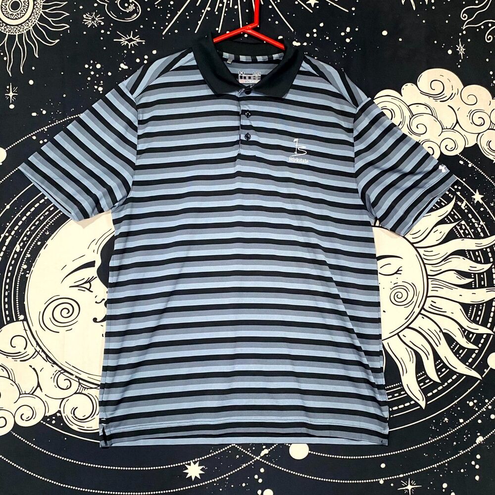 Royal Birkdale x Under Armour Shirt Men L Gray Striped Polo Casual Golf Outdoor